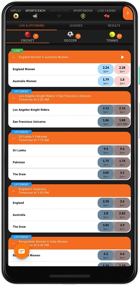 Different types of bets are available to users of the Fairplay app