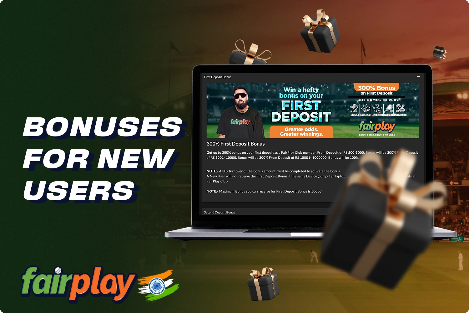 New Fairplay users from India can get a generous welcome bonus