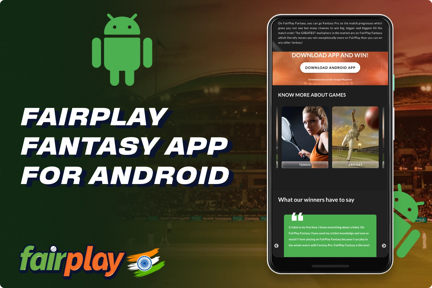 Download the Fairplay mobile app for Android for fantasy sports betting from the official website