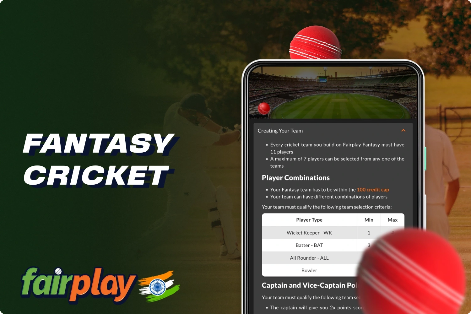 Together with Fairplay, users from India can bet on Fantasy cricket