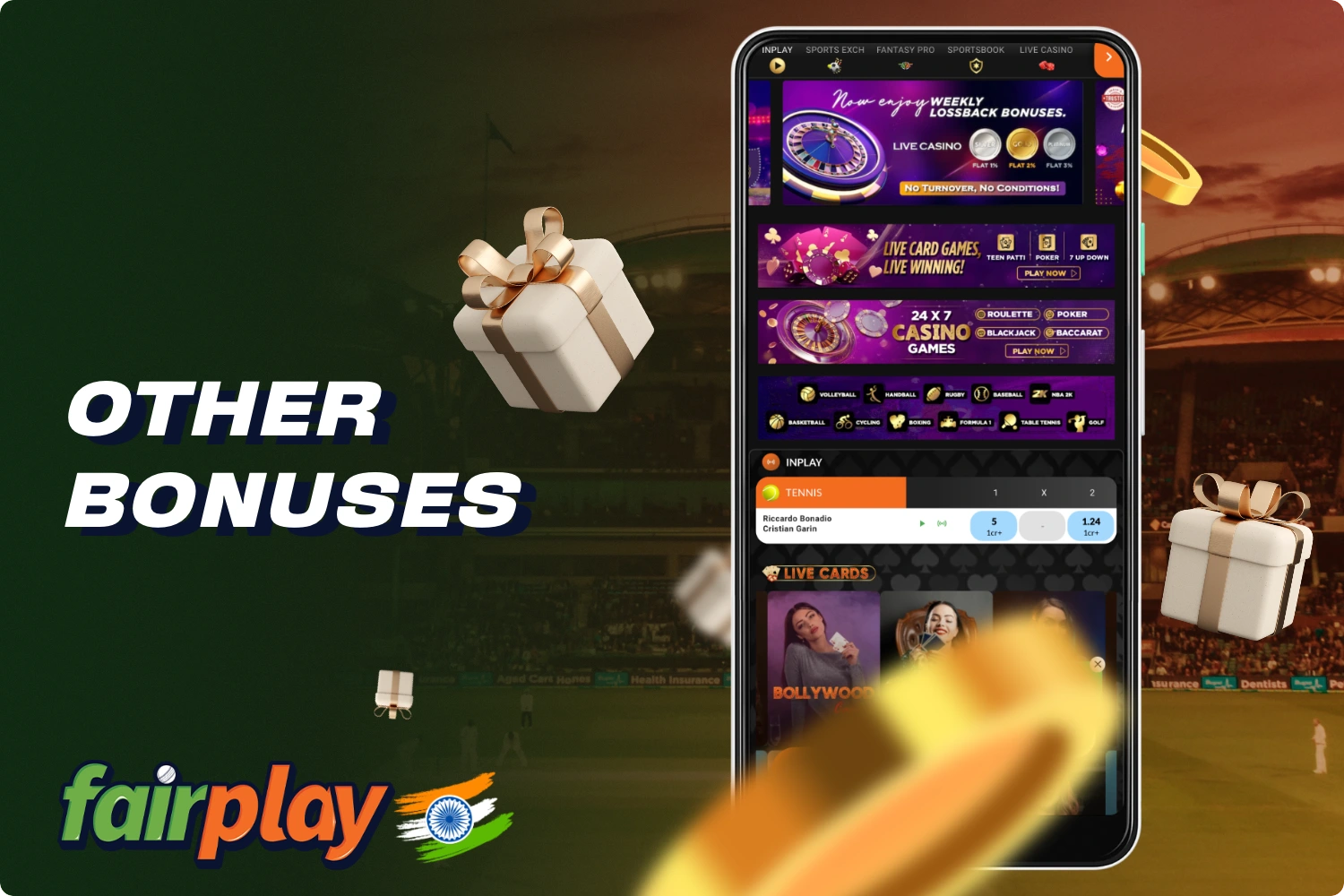 Fairplay India offers various bonuses to its users