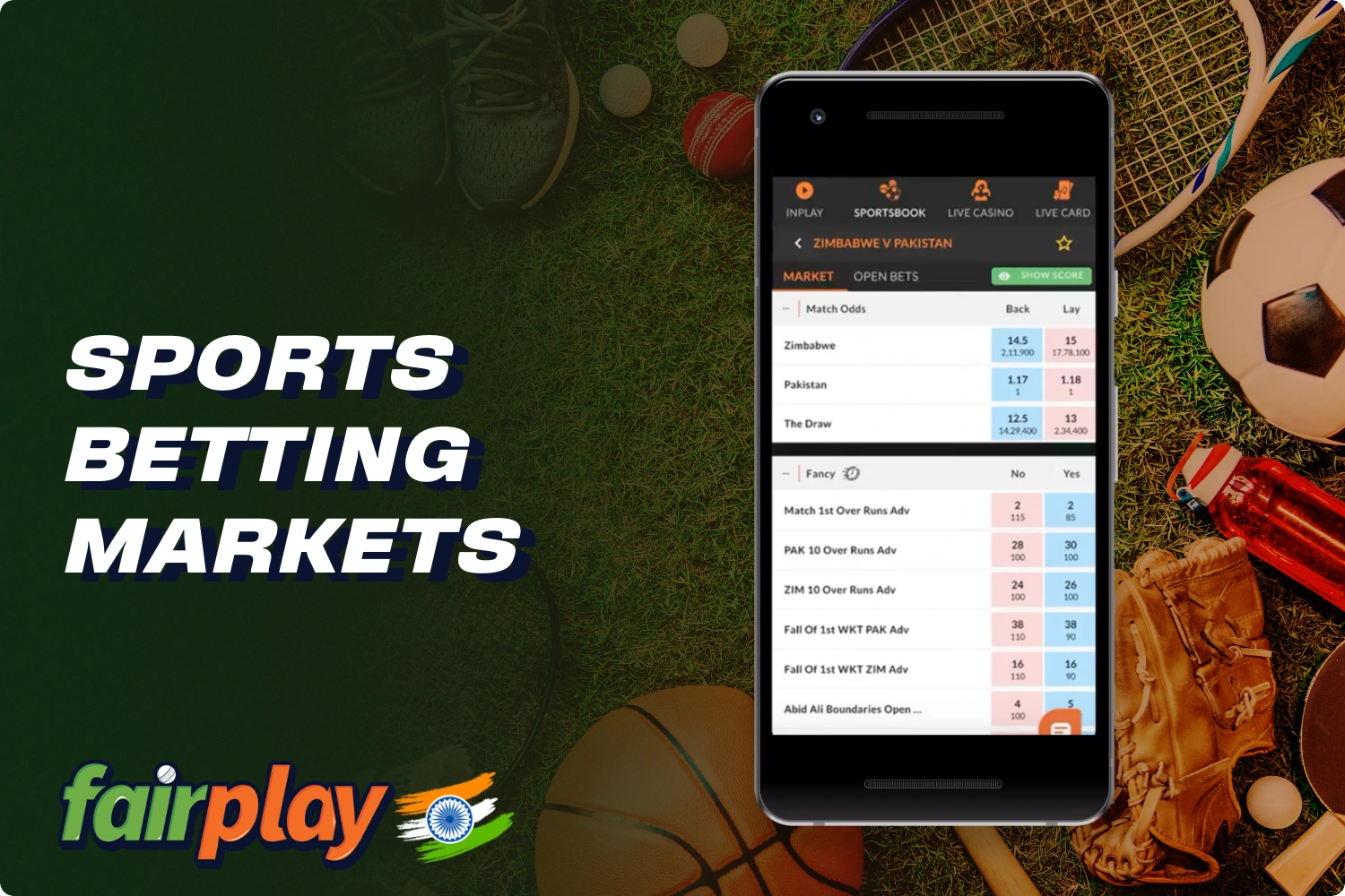 There is a wide betting market available on the Fairplay platform